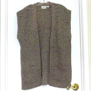 Vintage Sweater Vest Astor II Ribbed Knit Long Open Cardigan Wool Blend Plus 14